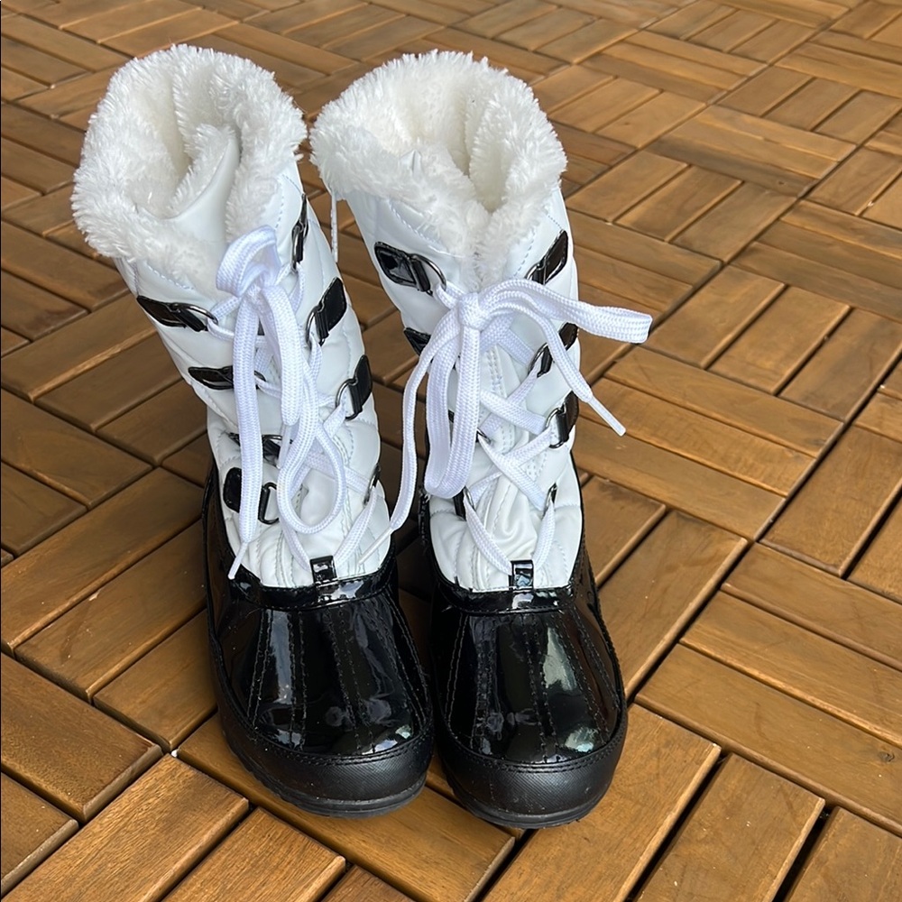 totes Black and White Wet Weather Boots